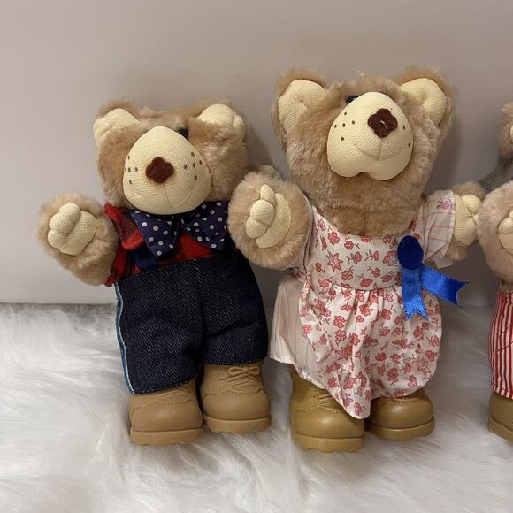 Vintage 1986 Wendys Furskins Collectible 7” Teddy Bear Plush Lot Of 4 Bears - Picture 2 of 11